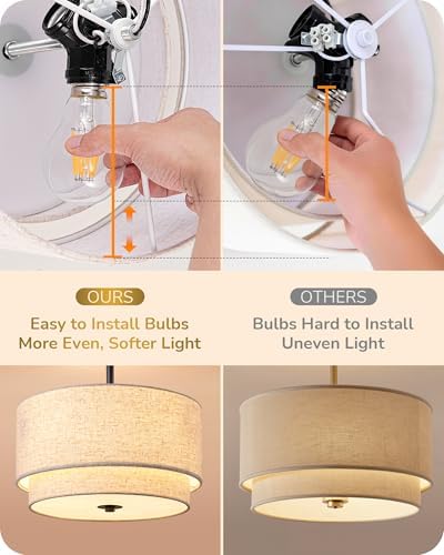 EDISHINE 12.6 Inch Matte Black Semi Flush Mount Ceiling Light