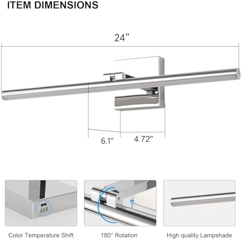 24 Inch Chrome LED Bathroom Vanity Light