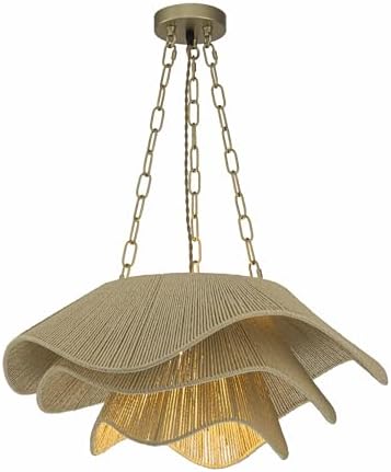 23-Inch Cream 1-Light 3-Tier Rattan Pendant Light