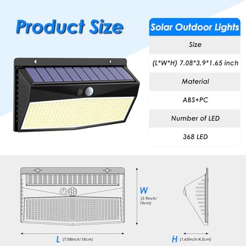 Peasur 368 LED Solar Motion Sensor Lights