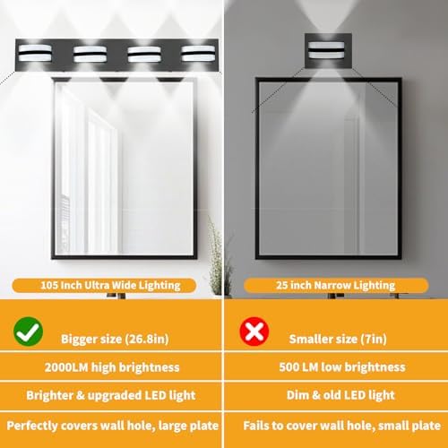 32 Inch Black 5-Light Rotatable LED Vanity Light