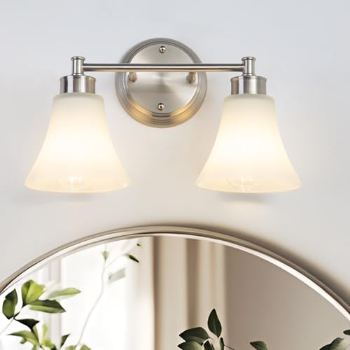 LOUSACE 2-Light Bathroom Vanity Light, Brushed Nickel