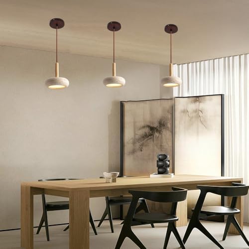 Modern Yellow Travertine LED Pendant Light