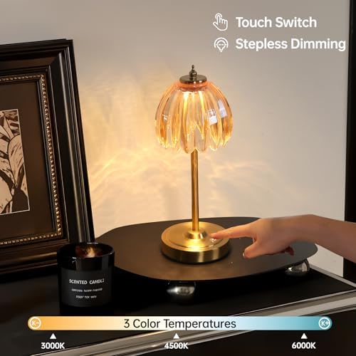 Shenmoyl Tulip Cordless Table Lamp, Amber