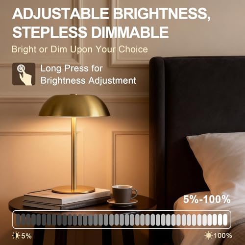 Small Rechargeable Cordless LED Table Lamp, Gold