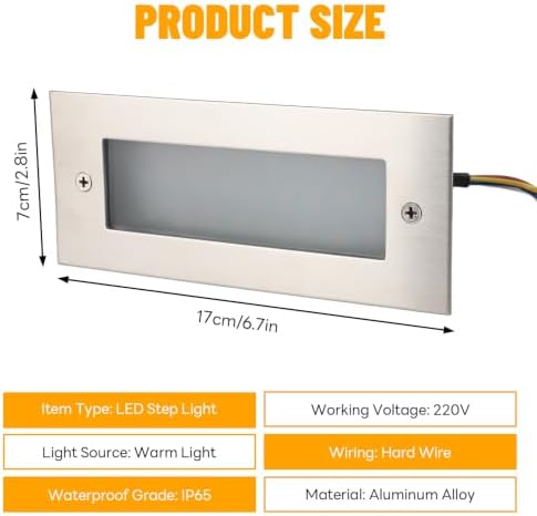 BORDSTRACT LED Recessed Step Light, Aluminum Alloy, AC220V