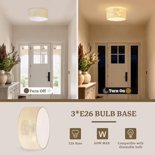 13-Inch 3-Light Woven Drum Ceiling Light