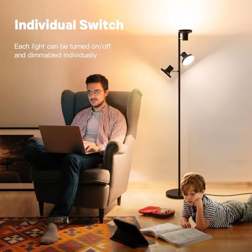 SIBRILLE 36W LED Tree Floor Lamp, 3 Rotatable Lights