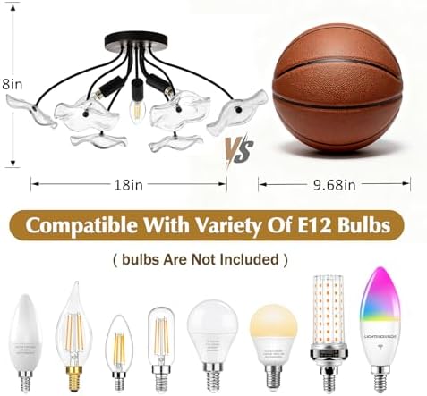3-Light Modern Black Semi Flush Mount Ceiling Light Fixture