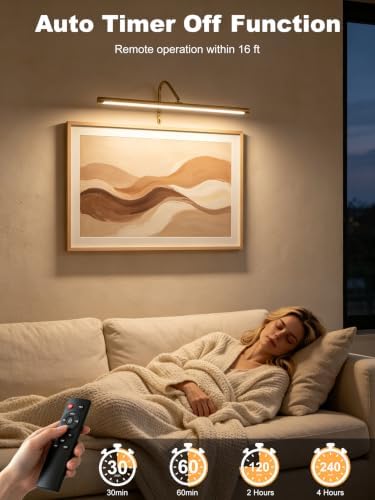 ZitoStory Dimmable Picture Light, Gold, 16 inch