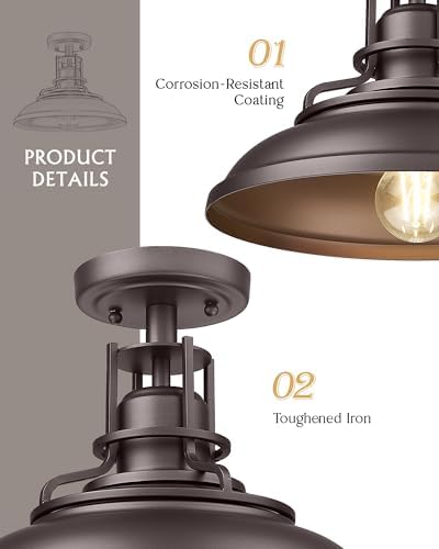 FEMILA Oil-Rubbed Bronze Outdoor Semi Flush Ceiling Light