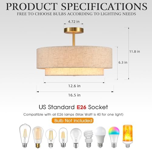 Semi Flush Mount Ceiling Light Fixture