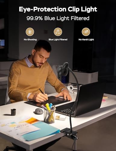 LiFMIRA Clip-on Reading Light, 3 Color Modes, Black