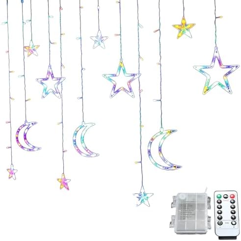 120 LED Star Moon Curtain String Light 11.5 ft