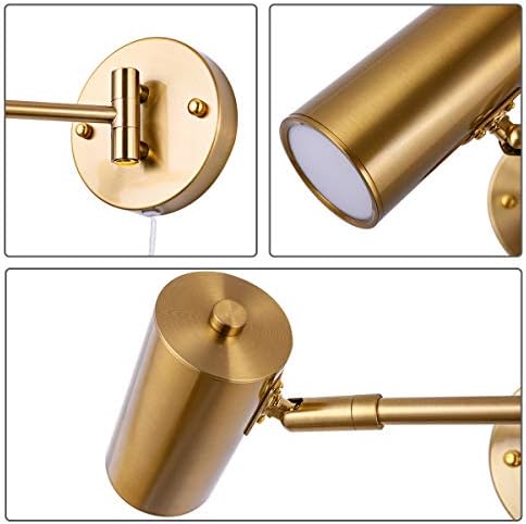 Gold Plug-in Wall Sconces, Set of 2