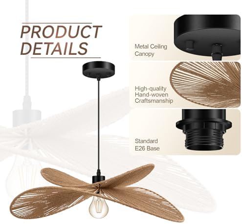 BoostArea 23.13" Rattan Boho Chandelier
