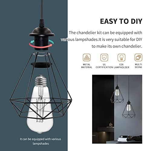 Industrial Mini Pendant Light Kit, Black E26 Socket