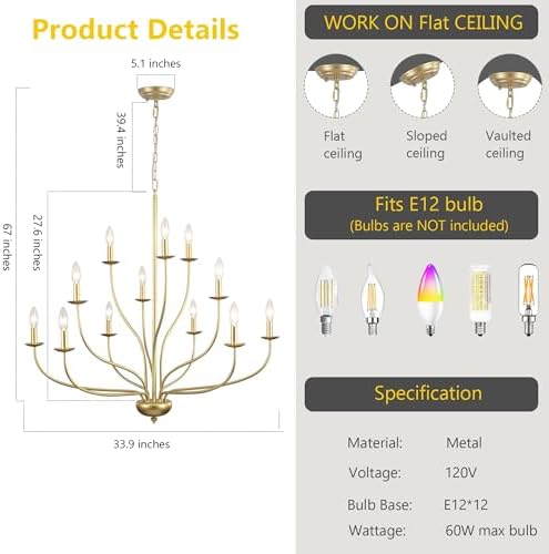 12-Light Gold Chandelier