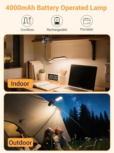 Clip on Light,9 Brightness+5 Color Rechargeable Lamp,48 LED Small Desk