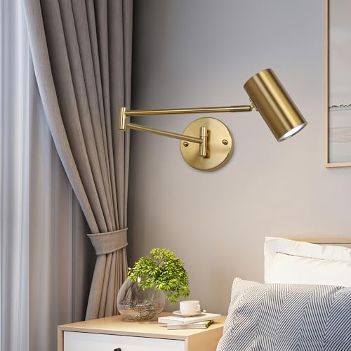Adjustable Swing Arm 5W LED Wall Lamp, Gold