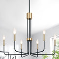 Modern Black and Gold 6-Light Farmhouse Chandelier