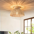 13 Inch Rattan Flush Mount Ceiling Light