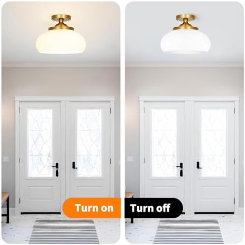 Mid-Century Gold 12 Inch 3-Light Semi Flush Mount Ceiling Light
