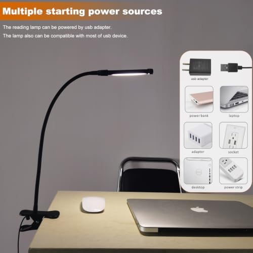 Gooseneck Clip Light 3 Color Dimmable Clamp Desk Lamp