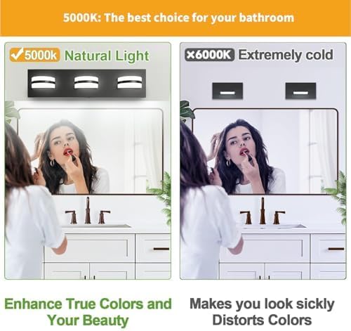 Rotatable 3-Light LED Bathroom Vanity Light, Black
