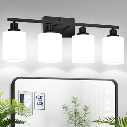 MOKATNG 4-Light Matte Black Bathroom Vanity Light