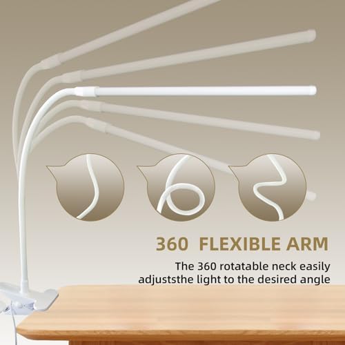 Clip on Desk Lamp, Flexible Arm, 14'' Light‐Bar Dimming Task Light