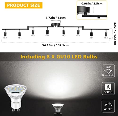 Unicozin 8-Light LED Track Lighting Kit, Black