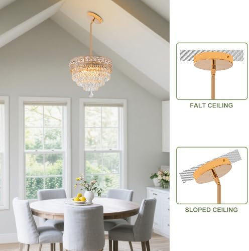 Modern Crystal Flush Mount Chandelier, 4-Layer K9 Crystal