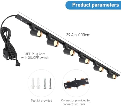 Plug-In 6-Light LED Track Lighting Kit, Black