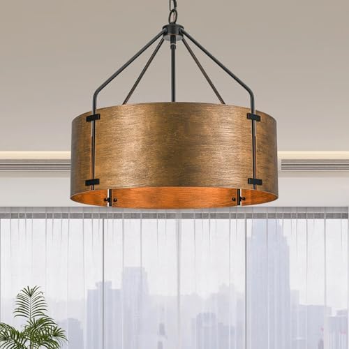 22" Copper Bronze Drum Chandelier
