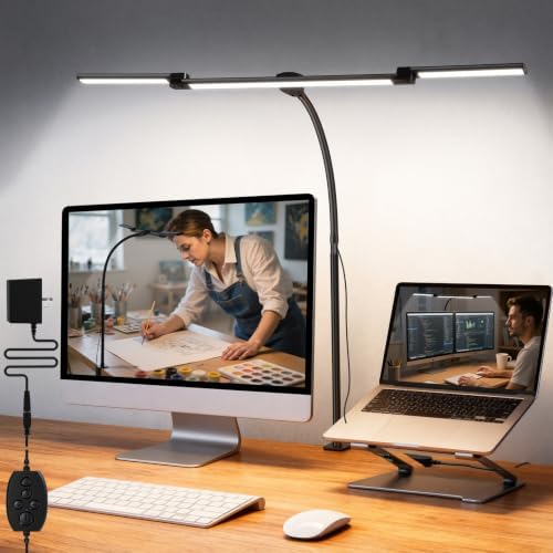 Adjustable 3-Light-Bar LED Desk Lamp with Clamp