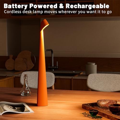 HAPYGI Cordless Rechargeable Metal Table Lamp, 3-Level Brightness