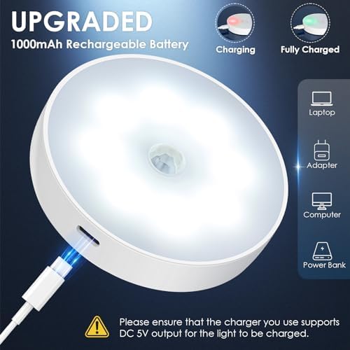 Motion Sensor Puck Lights, Cool White, 4-Pack