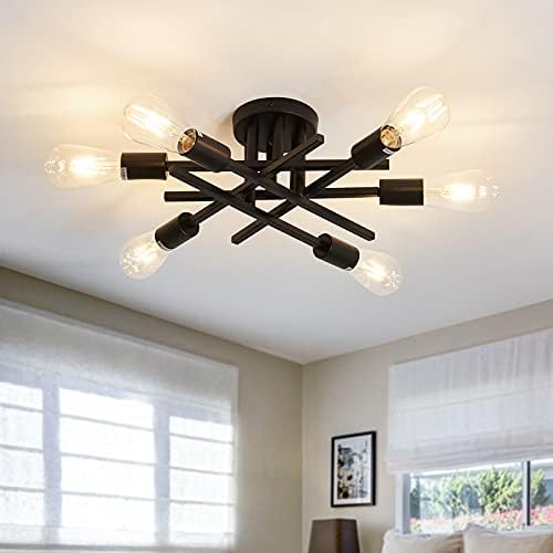 ASGYISA 6-Light Black Semi Flush Mount Ceiling Light