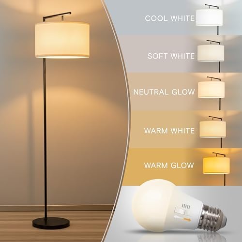 Brightech Montage Modern Floor Lamp, Tan Shade, Black