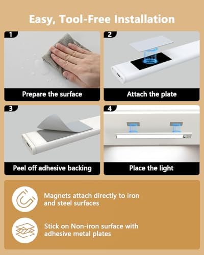 Wireless Under Cabinet Lights, 2 Pack, 2200mAh Rechargeable