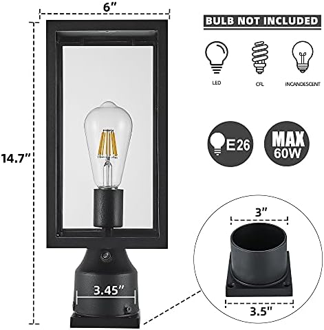 Windben 14.7in Matte Black Outdoor Post Light