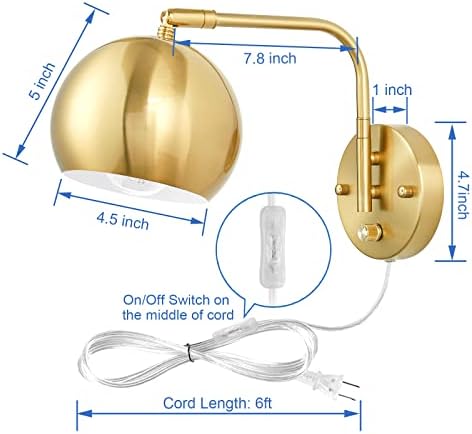 VATONI Brushed Brass Swing Arm Wall Sconces, 2 Bulbs