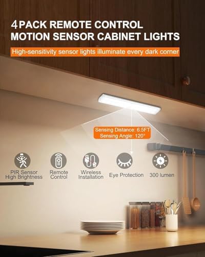 Diomart Wireless RGB Under Cabinet Lights, 4 Pack