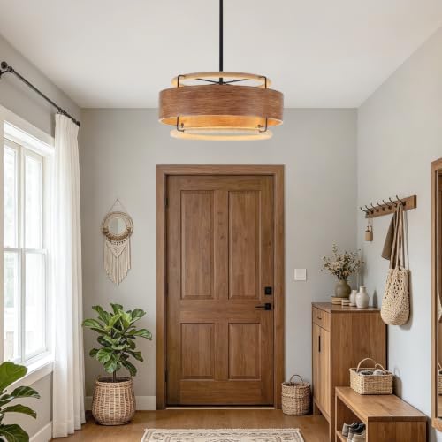 19.5" Farmhouse Rattan Chandelier, 4-Light