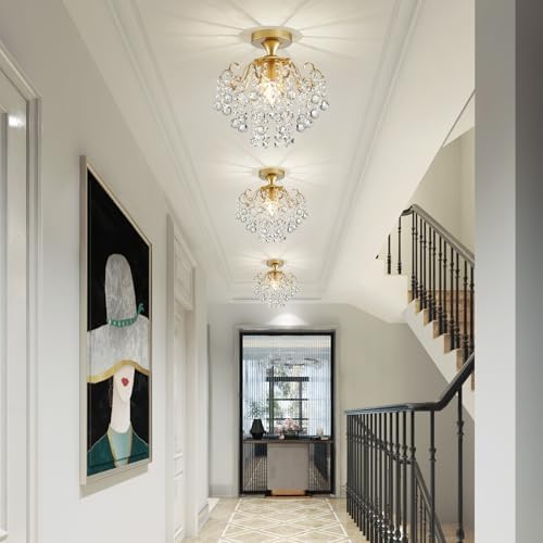 WUZUPS Crystal Chandelier Flushmount Ceiling Light Modern Lighting