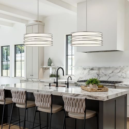 5-Light Drum Chandelier 19.7'' Brushed Nickel Industrial Light Fixture