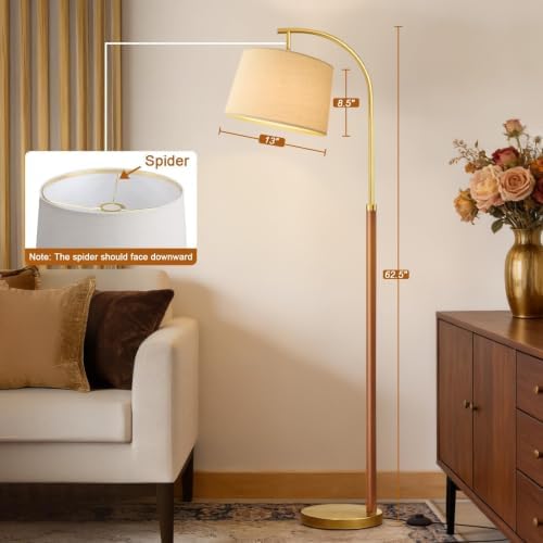 Real Wood Floor Lamp, 62.5", Mid Century Modern