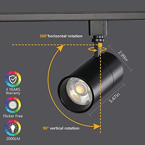 VANoopee 20W H Type LED Track Lighting Heads, 6-Pack