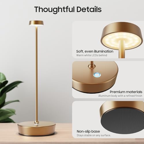 2 Pack Rechargeable Cordless Table Lamps, 6000mAh